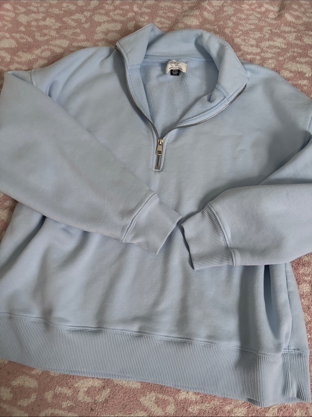 American Eagle Outfitters Light Blue Quarter-Zip Pullover